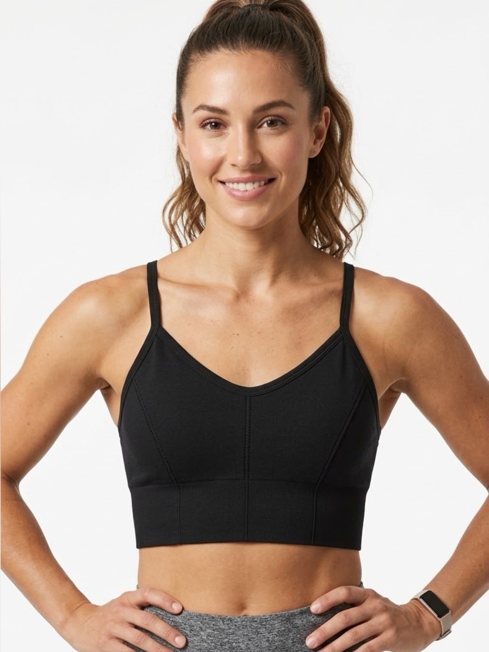 Women's Black Seamless Longline Sports Bra